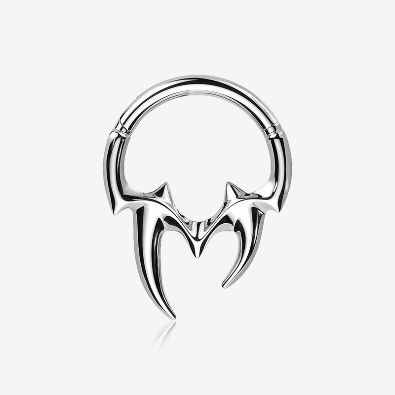 Tribal Inspired Vicious Fangs Clicker Hoop Ring 16 GA (1.2mm), 5/16″ (8mm)