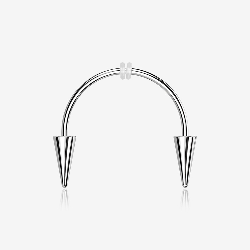 Vampire Fangs Smiley Piercing Spike Horseshoe Barbell with O-Rings