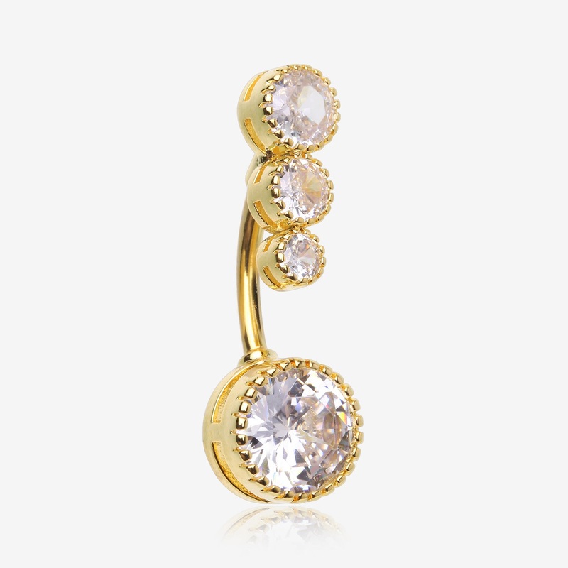 Golden Brilliant Sparkle Cascading Dew Drop Top Belly Button Ring