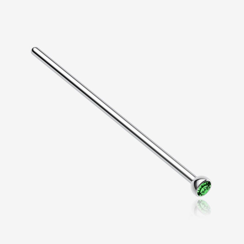 Press Fit Gem Top Steel Fishtail Nose Stud Ring