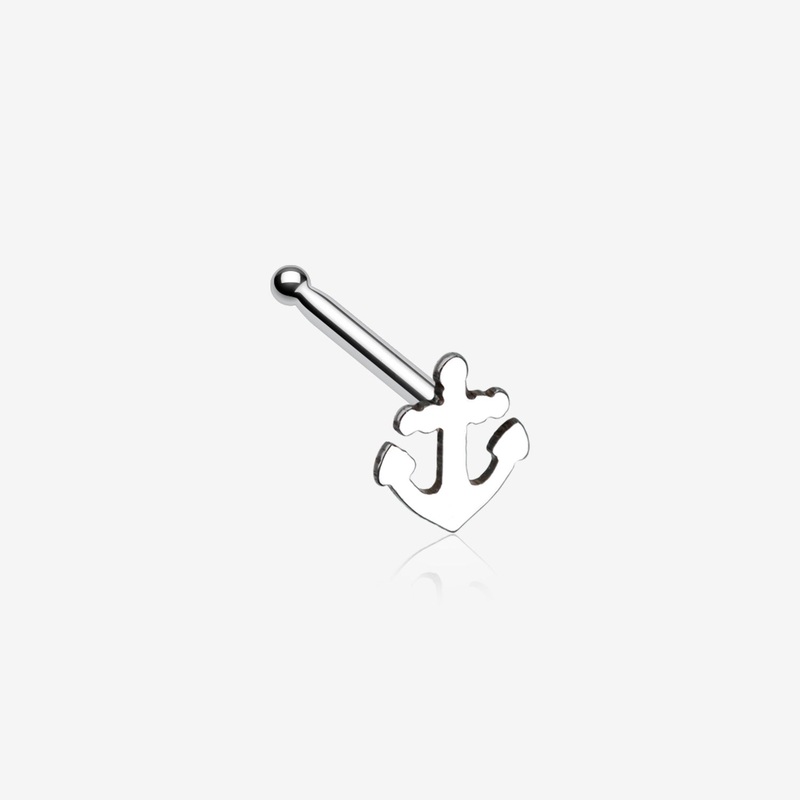 Dainty Anchor Icon Nose Stud Ring