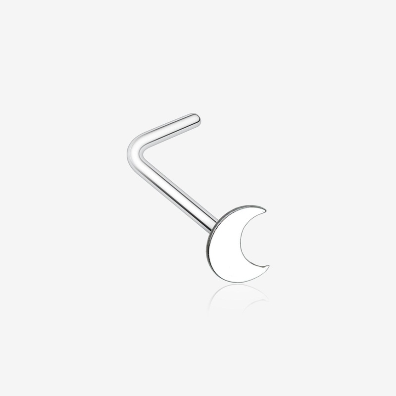 Dainty Crescent Moon Icon L-Shaped Nose Ring