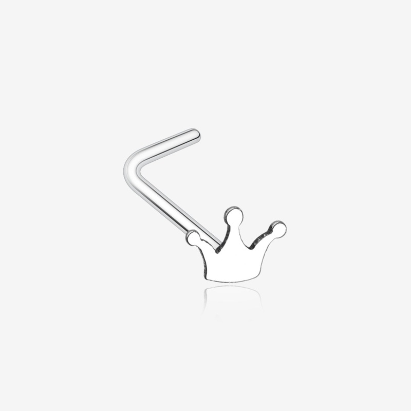 Dainty Princess Crown Icon L-Shaped Nose Ring