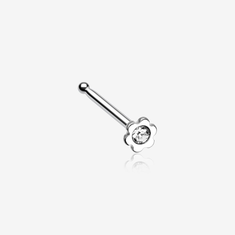 Flower Icon Sparkle Nose Stud Ring