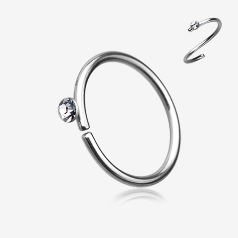 Gem Top Bendable Steel Hoop Ring 20 GA (0.8mm), 5/16″ (8mm), Ball: 2mm