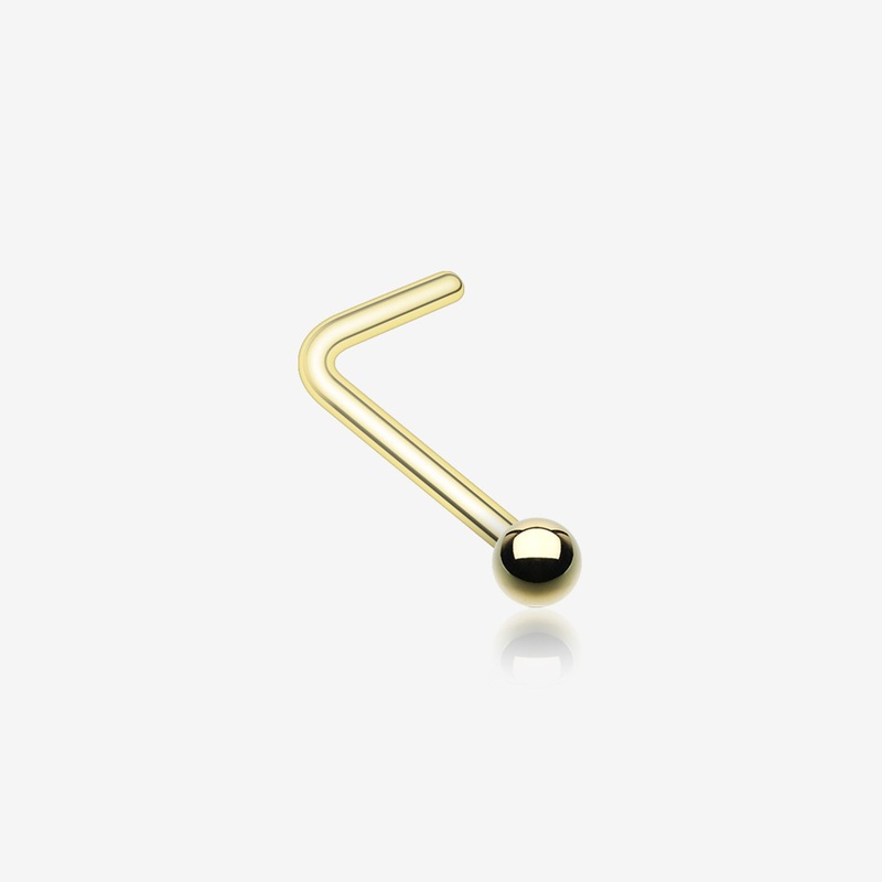 Gold PVD Ball Top Basic L-Shaped Nose Ring