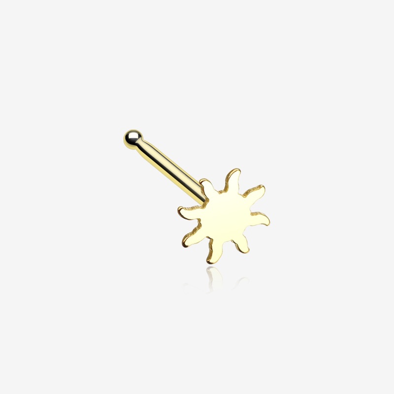 Golden Dainty Blazing Sun Icon Nose Stud Ring