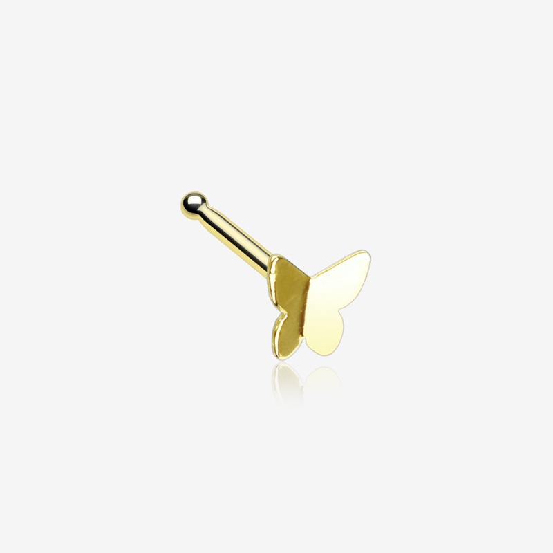 Golden Dainty Butterfly Icon Nose Stud Ring