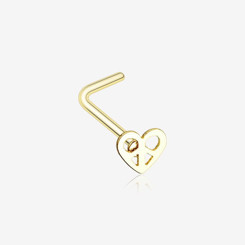 Golden Dainty Pretzel Heart Icon L-Shaped Nose Ring