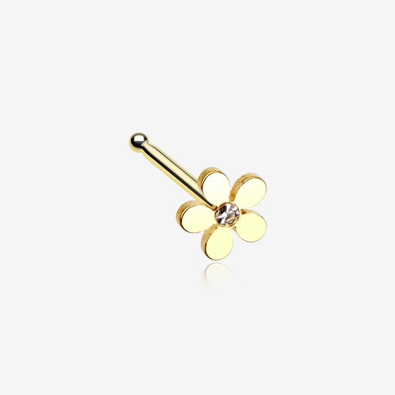Golden Grand Plumeria Nose Stud Ring