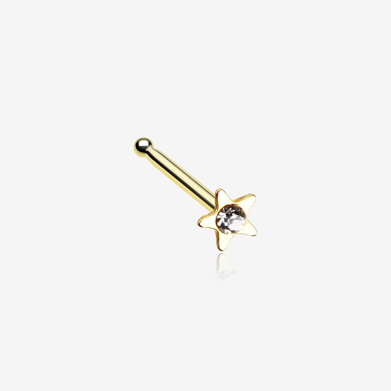 Golden Star Icon Sparkle Nose Stud Ring