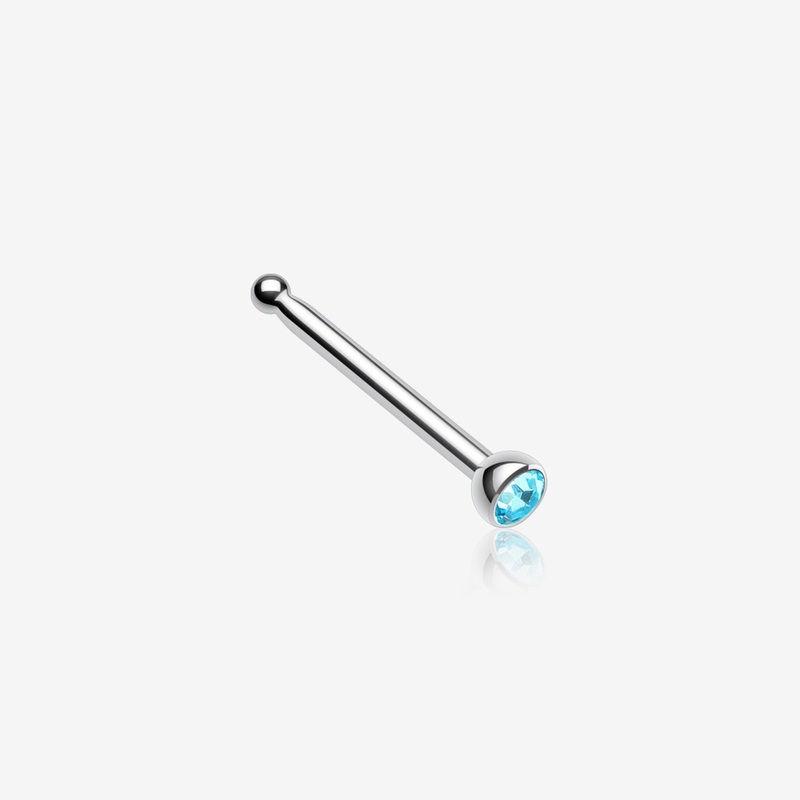 Press Fit Gem Top Steel Nose Stud Ring 20 GA (0.8mm), 9/32″ (7mm), Ball: 1.5mm