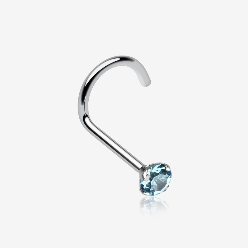 Prong Set Gem Top Steel Nose Screw Ring
