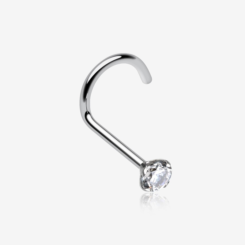 Prong Set Gem Top Steel Nose Screw Ring 20 GA (0.8mm), 9/32″ (7mm), Ball: 2mm
