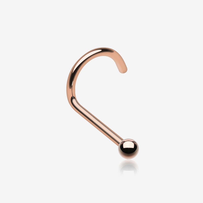 Rose Gold Ball Top Basic Nose Screw Ring