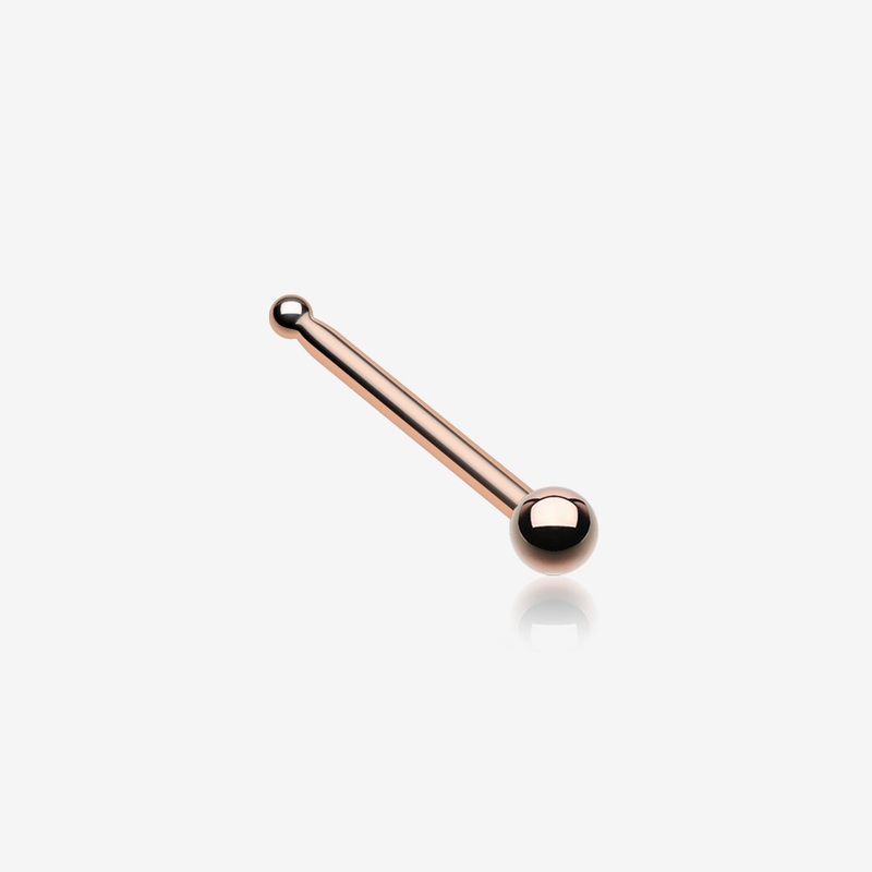 Rose Gold Ball Top Basic Nose Stud Ring