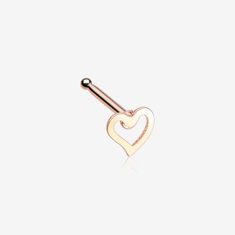 Rose Gold Dainty Heart Icon Nose Stud Ring