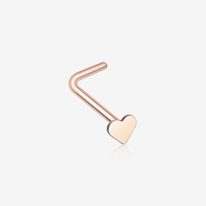 Rose Gold Heart L-Shaped Nose Ring