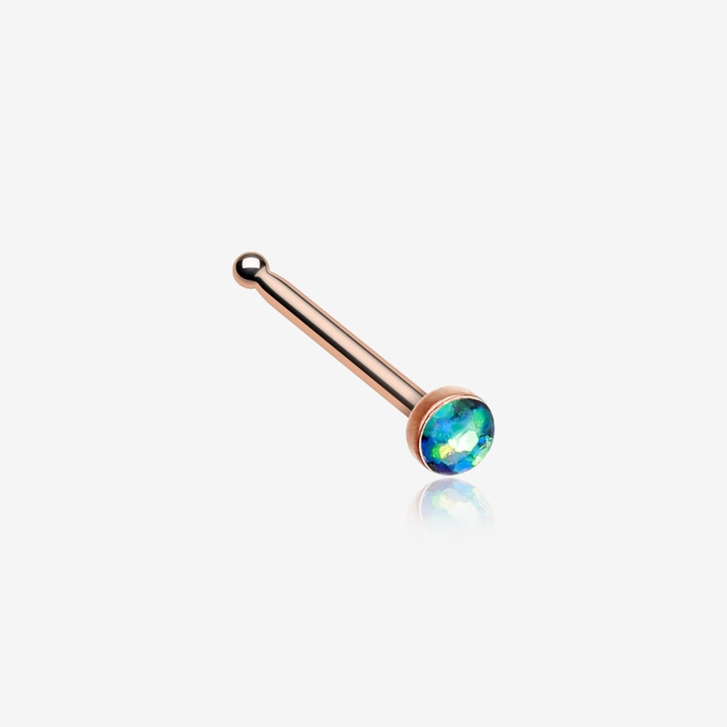 Rose Gold Opal Sparkle Nose Stud Ring