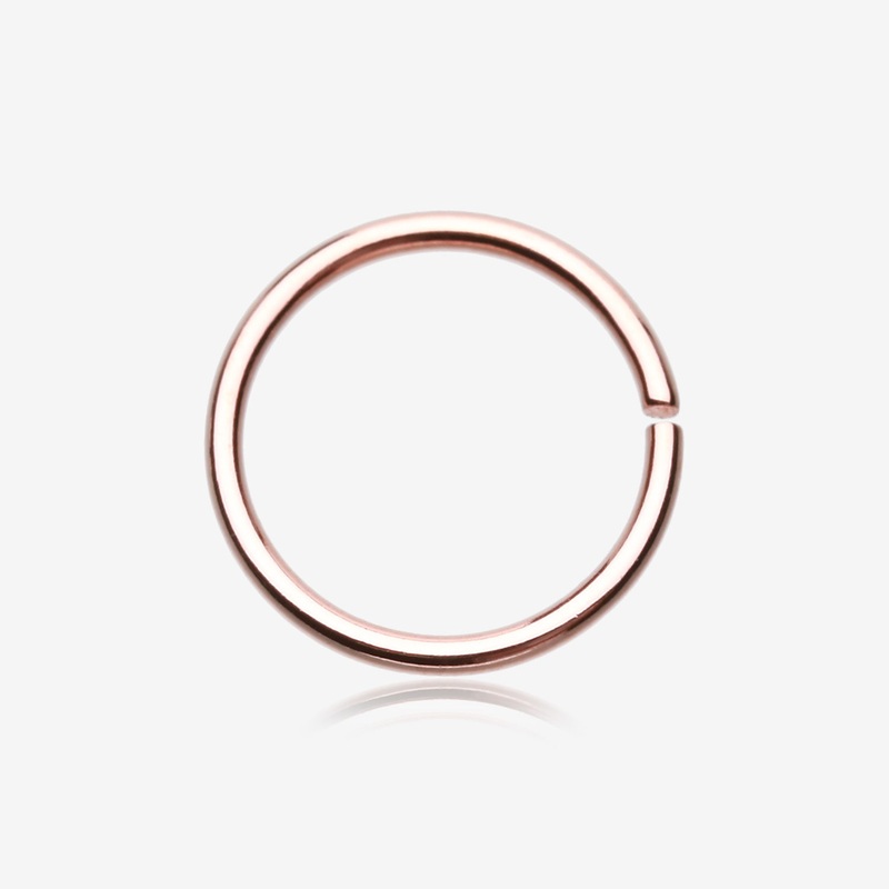 Rose Gold PVD Basic Steel Bendable Hoop Ring 20 GA (0.8mm), 1/4″ (6mm)