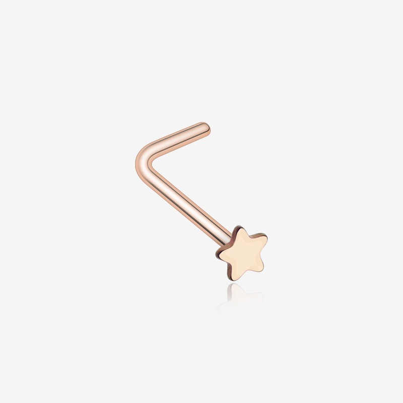 Rose Gold Star L-Shaped Nose Ring