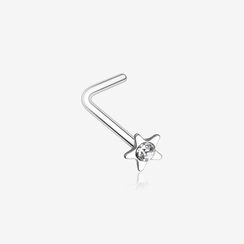 Star Icon Sparkle L-Shaped Nose Ring