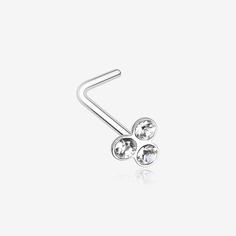 Trinity Gem Top L-Shaped Nose Ring