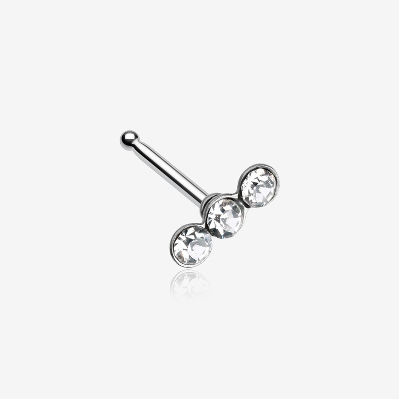 Triple Linear Gem Nose Stud Ring