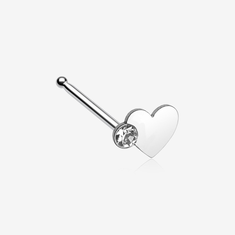 Adorable Heart Sparkle Nose Stud Ring