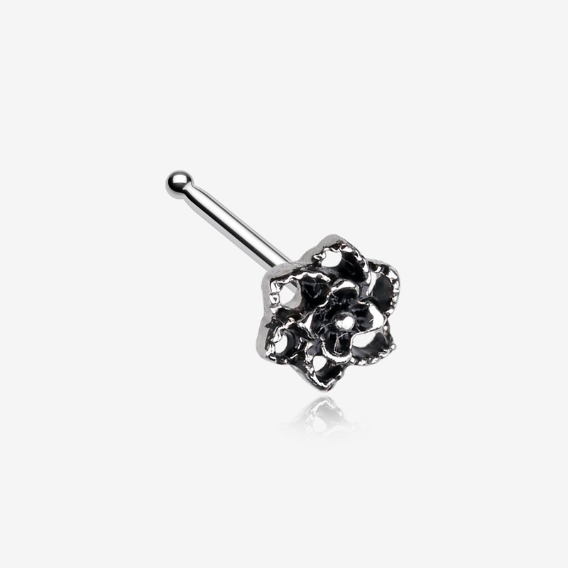 Camellia Flower Filigree Icon Nose Stud Ring