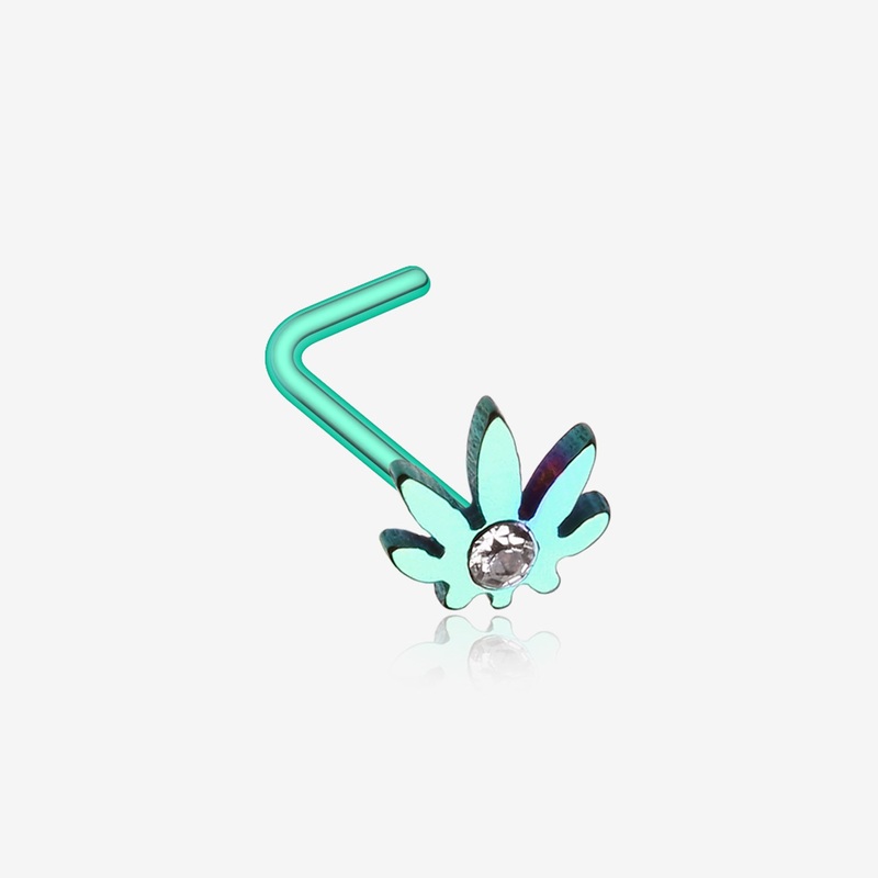 Colorline Cannabis Sparkle L-Shaped Nose Ring