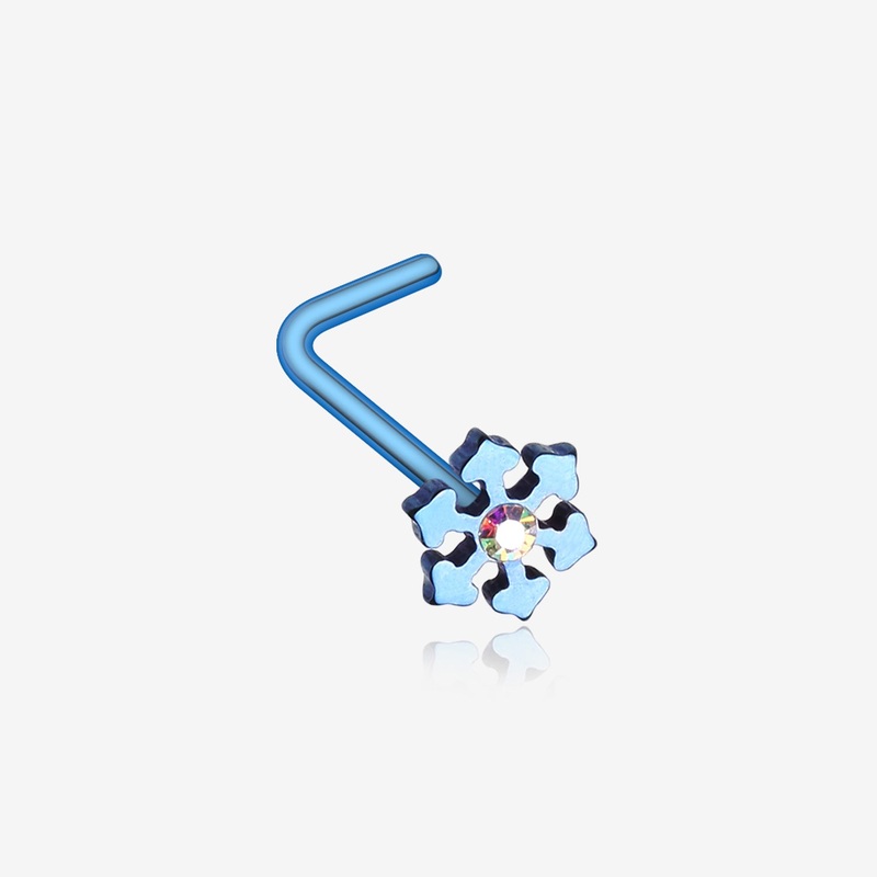 Colorline Snowflake Sparkle L-Shaped Nose Ring