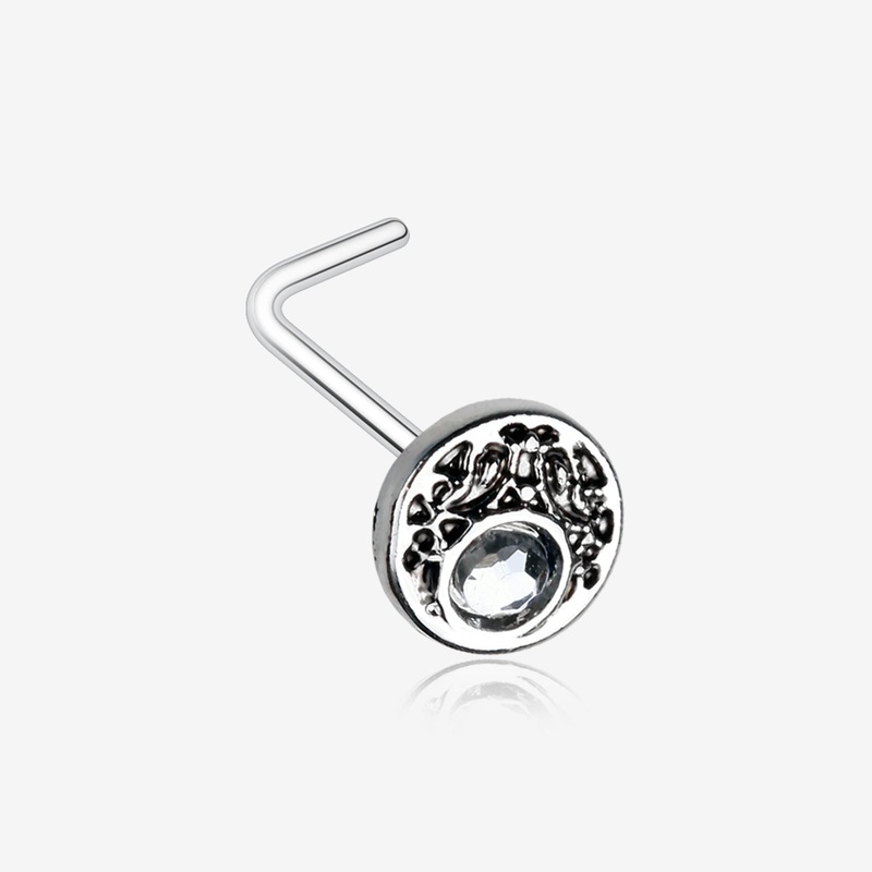 Crescent Legend Sparkle Icon L-Shaped Nose Ring