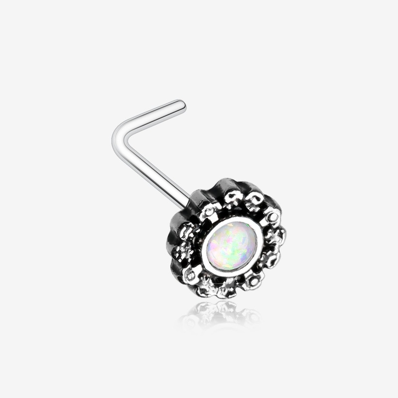 Filigree Opal L-Shaped Nose Ring