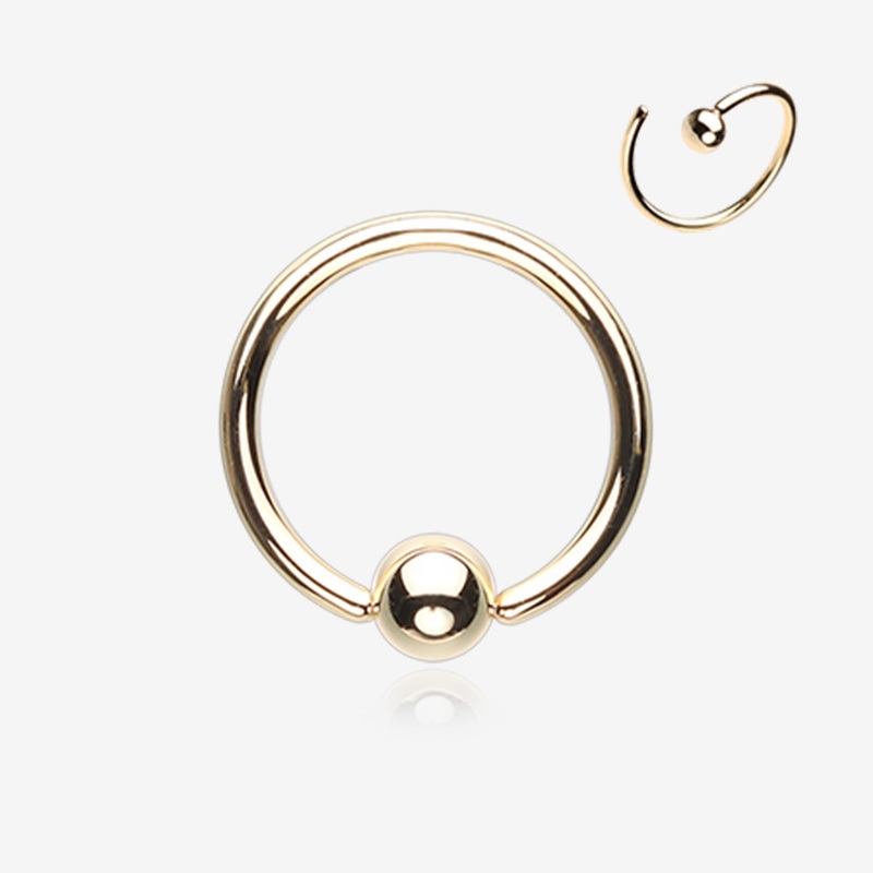 Golden CBR Style Bendable Steel Hoop Ring 20 GA (0.8mm), 5/16″ (8mm), Ball: 3mm