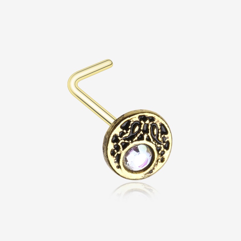 Golden Crescent Legend Sparkle Icon L-Shaped Nose Ring