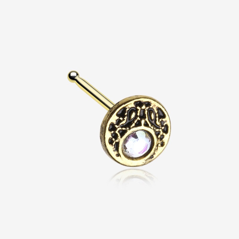 Golden Crescent Legend Sparkle Icon Nose Stud Ring