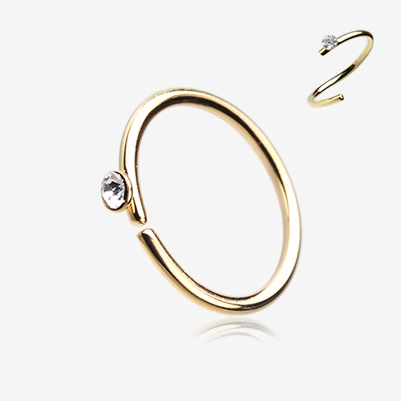 Golden Gem Top Bendable Steel Hoop Ring 20 GA (0.8mm), 5/16″ (8mm), Ball: 2mm