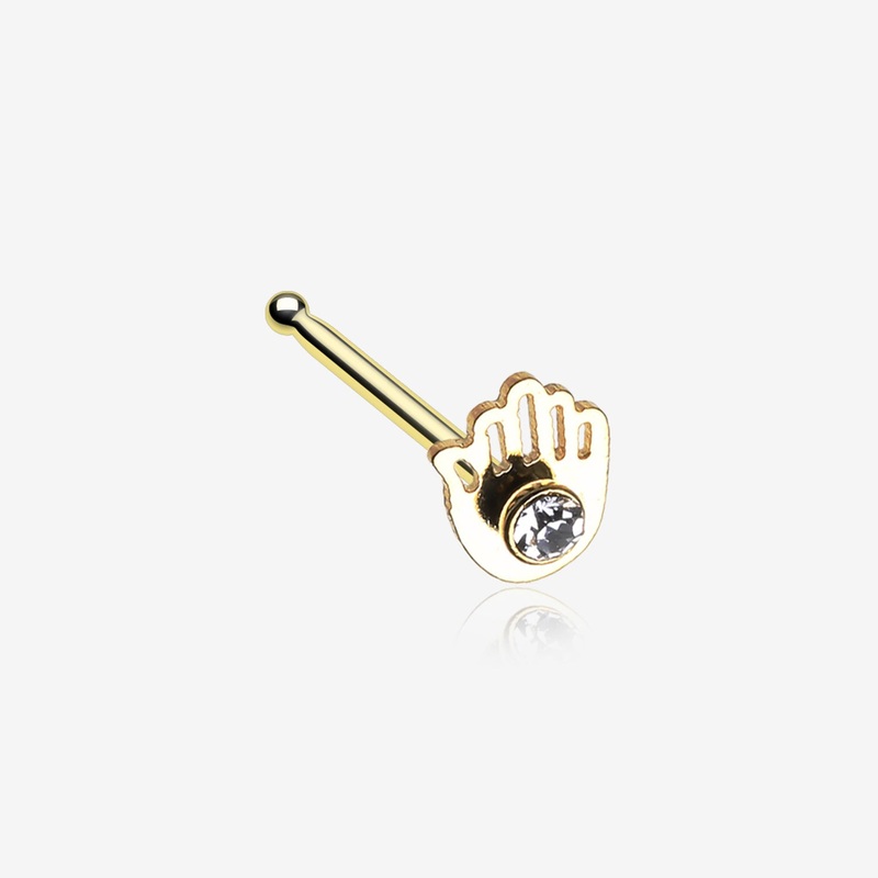 Golden Hamsa Sparkle Nose Stud Ring