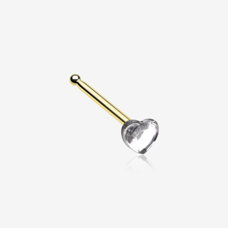 Golden Heart Sparkle Nose Stud Ring