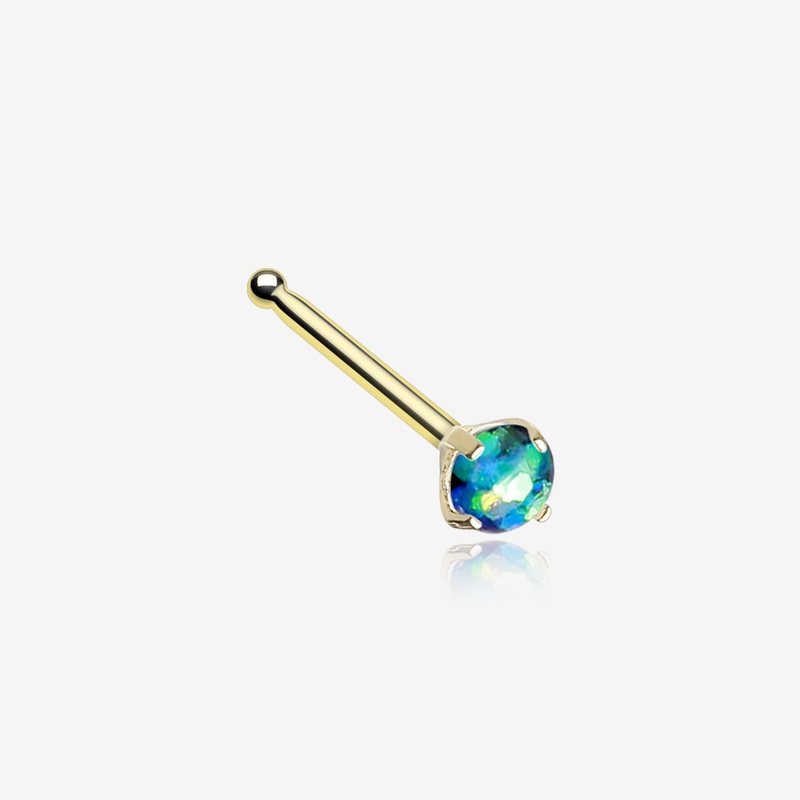 Golden Opal Sparkle Prong Set Nose Stud Ring