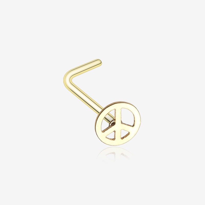 Golden Peace Icon L-Shaped Nose Ring