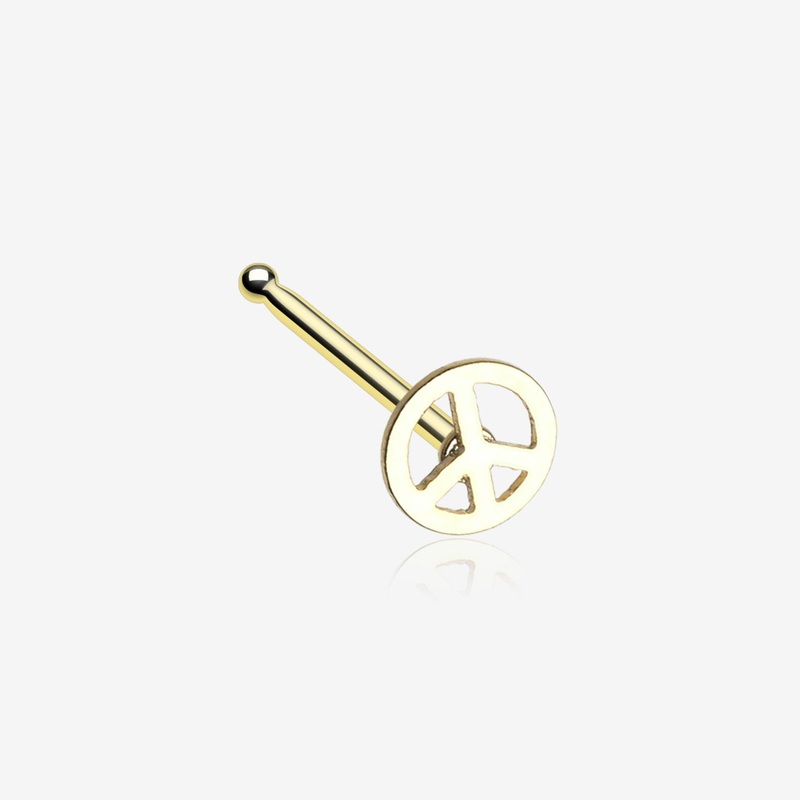 Golden Peace Icon Nose Stud Ring