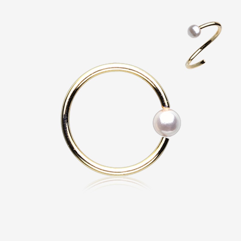 Golden Pearl Bead Bendable Hoop Ring 20 GA (0.8mm), 5/16″ (8mm)
