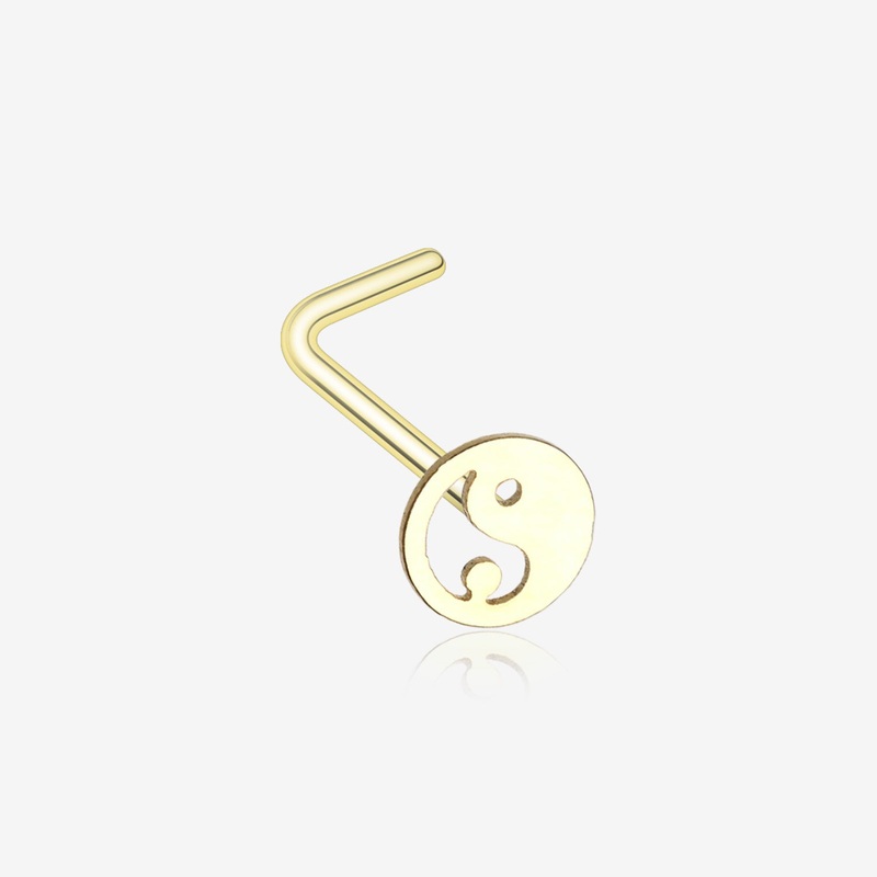 Golden Yin Yang Tao L-Shaped Nose Ring