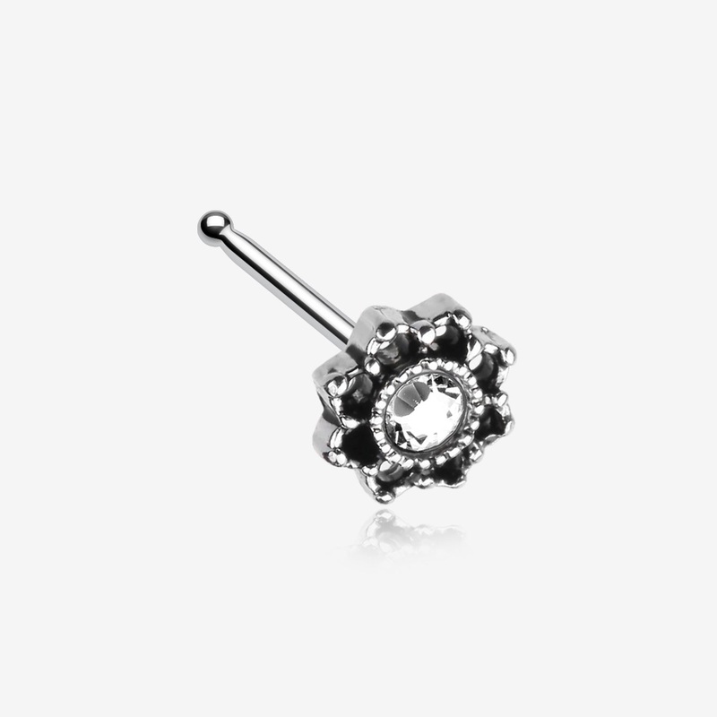 Lotus Flower Filigree Sparkle Icon Nose Stud Ring