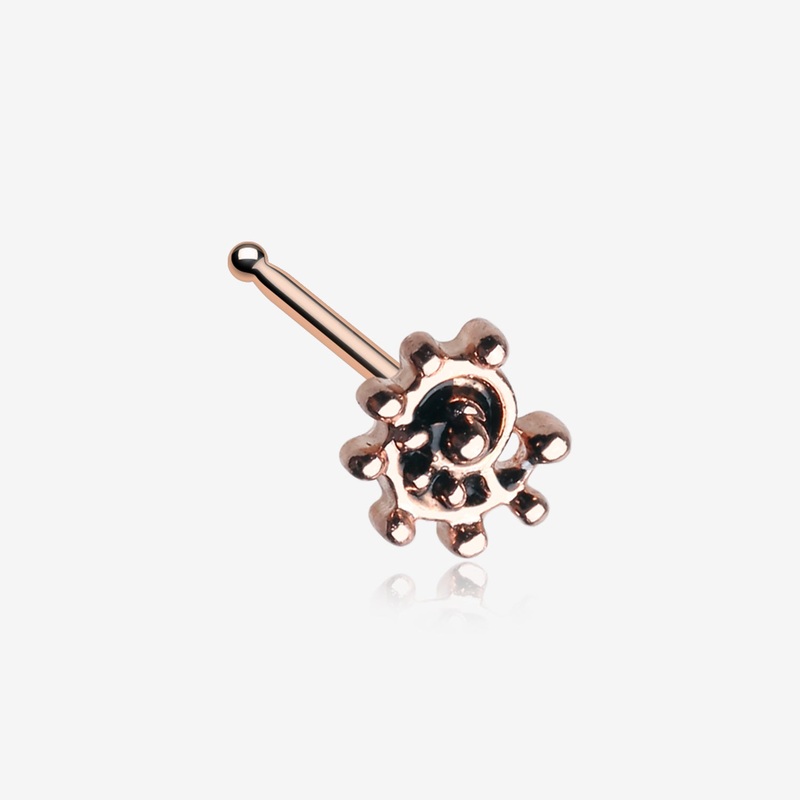 Rose Gold Ambro Swirl Filigree Icon Nose Stud Ring