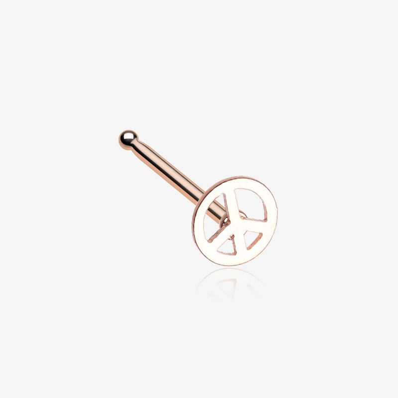 Rose Gold Peace Icon Nose Stud Ring