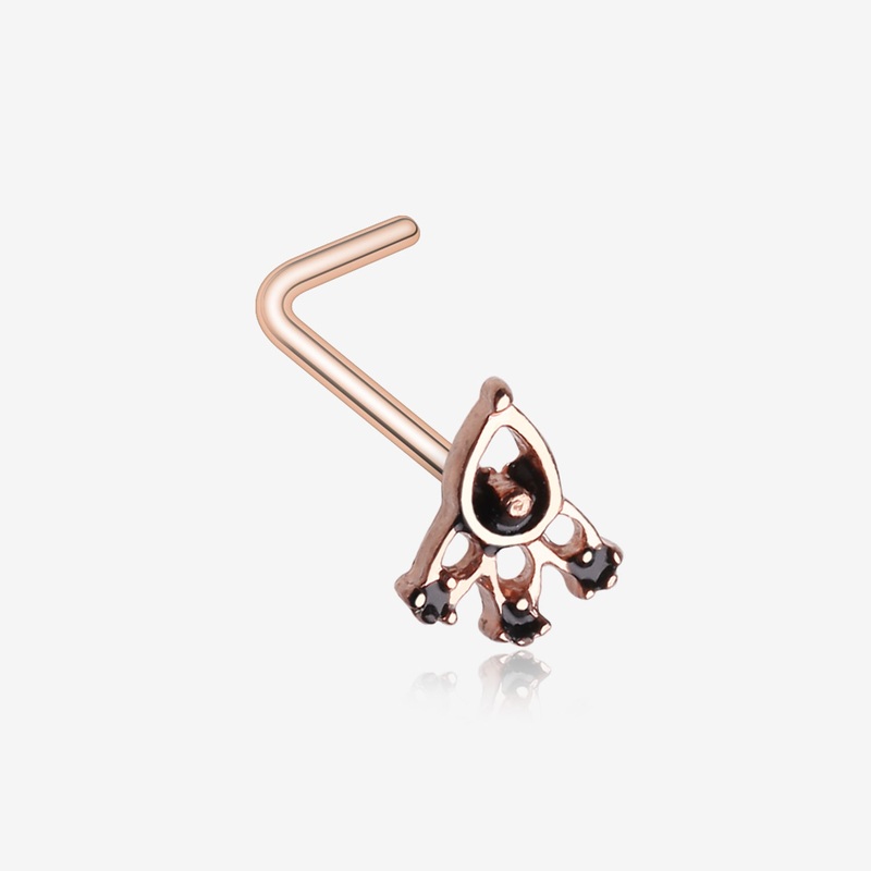 Rose Gold Victoria Trident Icon L-Shaped Nose Ring