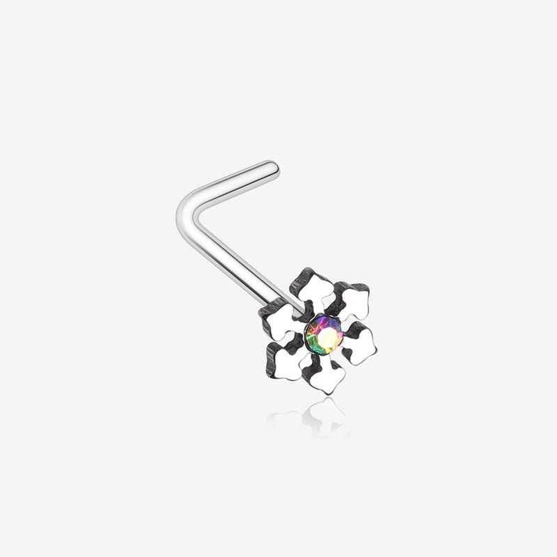 Snowflake Sparkle L-Shaped Nose Ring